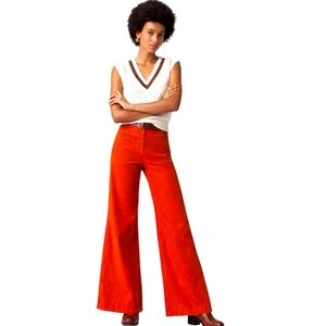Maeve Junie Burnt Orange Wide Leg Linen Blend Pants Size 29